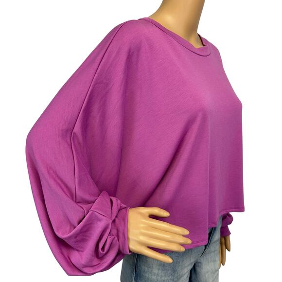 2/$30 Blue Blush Boxy Cropped Sweatshirt Purple Pink Oversized Size L - Picture 3 of 11